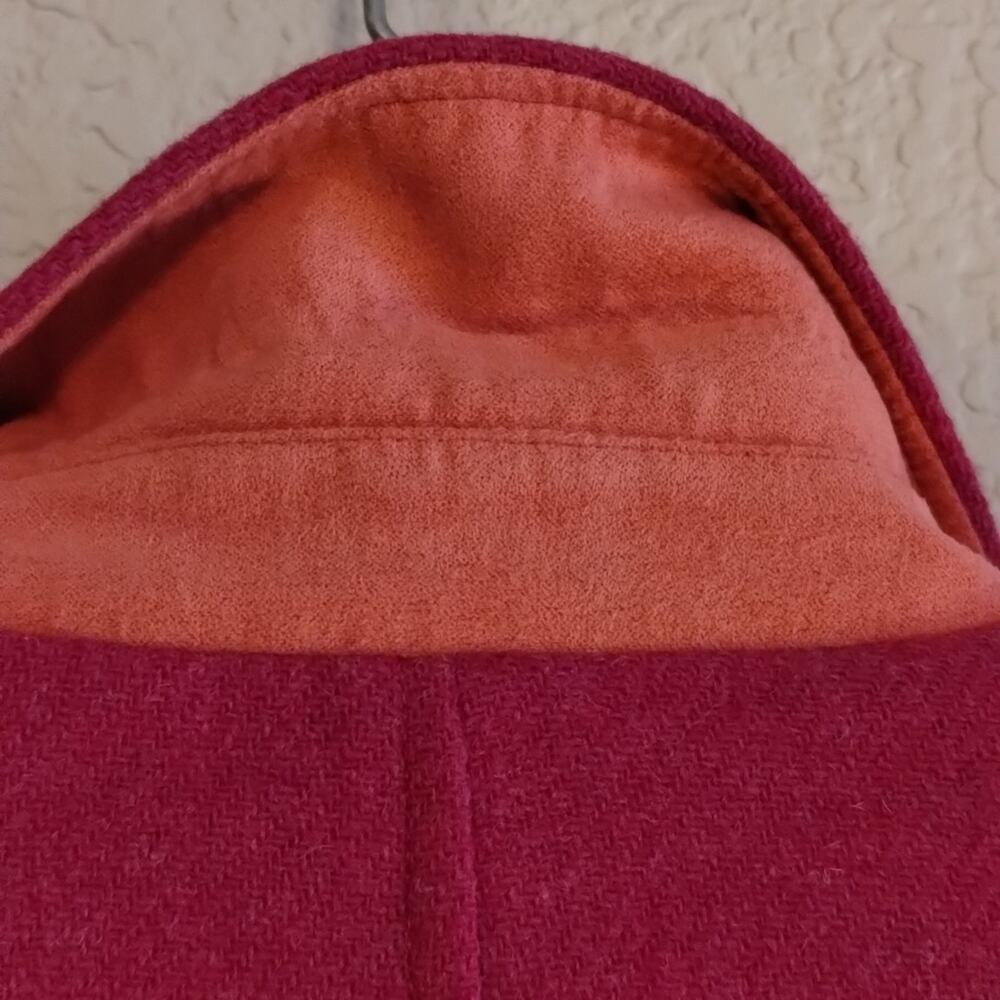 Vintage 1990s Liz Claiborne Raspberry Pink Tweed Soft Wool Fitted Blazer 10 - Picture 10 of 14